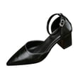 thumbnail image 2 of Samdudou Womens Pumps Closed Toe Pointed Toe Low Chunky Block Heel Shoes Elegant D'Orsay Cutout Adjustable Ankle Strap Classic Office Work Footwear, 2 of 9