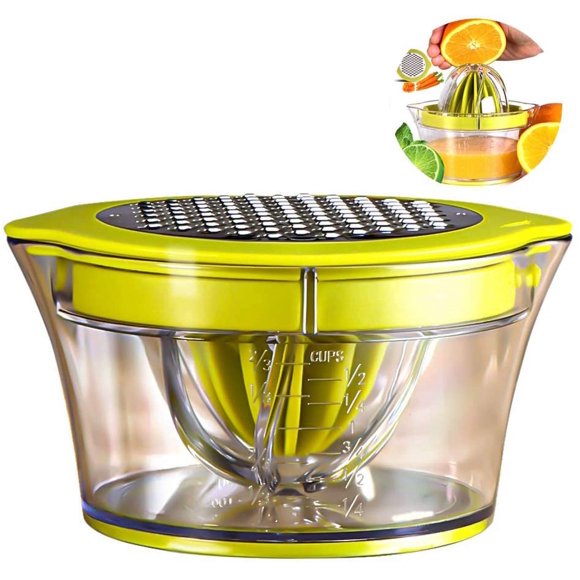 Extracteur d'Agrumes Manuel Multifonction, Extracteur 4-en-1 pour oranges, Citrons, Agrumes, avec 2 Alésoirs, Gravure de 400 ml pour Mesurer