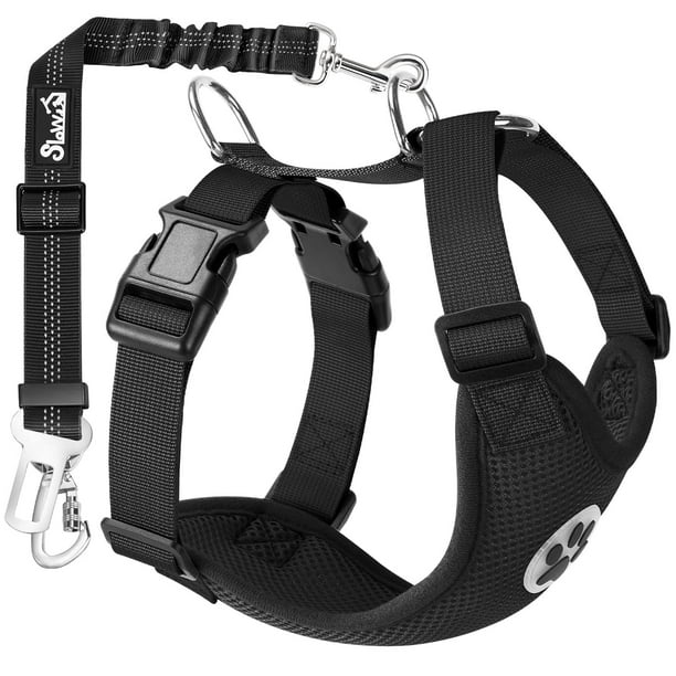 Arnés de cinturón de seguridad para perros SlowTon ajustable y transpirable negro M