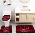 thumbnail image 4 of KXMDXA FlowerFarm Truck on Buffalo Plaid 4 Piece Bathroom Set Shower Curtain Bath Rug Contour Mat and Toilet Lid Cover, 4 of 7