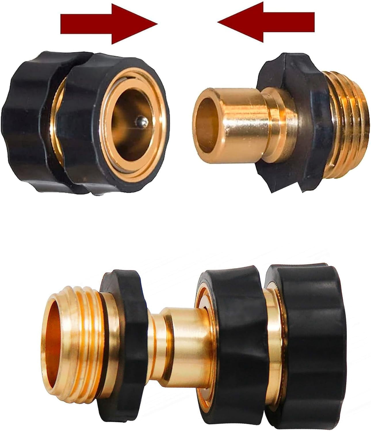 HRTGFD-3/4 Inch Garden Hose Quick Connect, Aluminum Garden Hose Fittings, Male and Female Water Quick Release Connector (6Pack)
