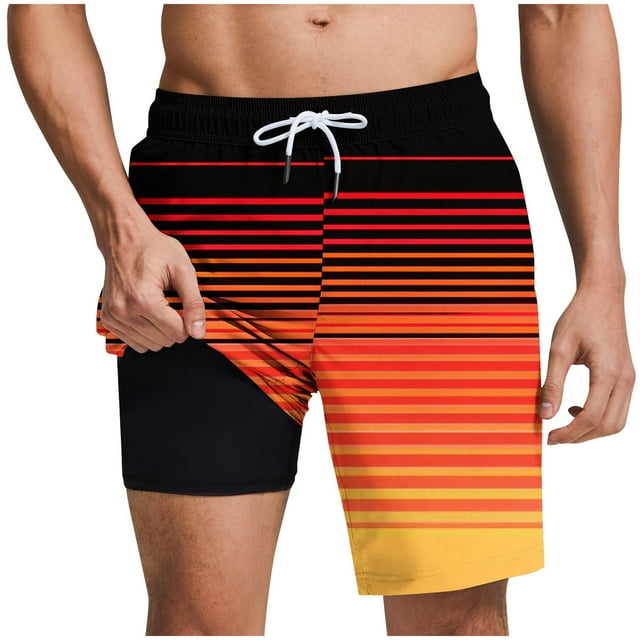 Pantalones Cortos para Hombre Cintura Elástica con Bolsillos, Forro de Impresión de Moda Casual para la Playa, Al Aire Libre Y el Uso Diario