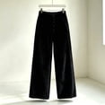 thumbnail image 5 of Karymi Pants for Women Solid Plush Fuzzy Wide Leg Pants, Elastic Waist Decorative Button Front Warm Fluffy Long Trousers, 5 of 5