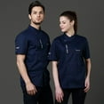 thumbnail image 3 of Chefs Coat Unisex Chef Jacket Breathable Solid Hotel Restaurant Work Shirt Uniform,Blue,L, 3 of 5
