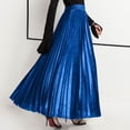 thumbnail image 2 of 1pcs Women's High Waist Pleated Maxi Skirt Gold Beach Skirt Flowing Long A-Line Skirt Sparkly Pleated Skirt for Party Vacation, 2 of 4