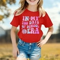 thumbnail image 2 of Tisuna Girls 100 Days Of School Tshirt Letter Print Short Sleeve Crew Neck Tops Comfortable Lightweight Child Toddler Summer Shirt Red Size 5-6 Years, 2 of 4