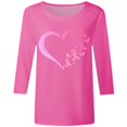 thumbnail image 4 of T-shirt Graphique de Sensibilisation au Cancer pour Femmes, Col Rond, Manches Trois Quarts, Décontracté, Confortable, Tenue Quotidienne, Haut de Festivals, 4 of 4