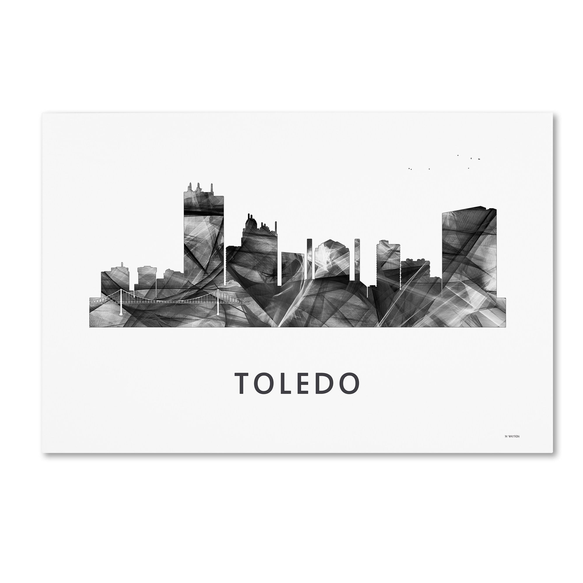 Trademark Fine Art 'Toledo Skyline WB-BW' Canvas Art by Marlene Watson