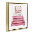 thumbnail image 3 of Stupell Industries Pink Book Stack Fashion Handbag Beauty & Fashion Painting Gold Floater Framed Canvas Art Print Wall Art, 18 x 18, 3 of 9