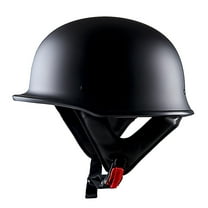 1Storm Novelty Motorcycle Half Face Helmet German Style DOT Approved: HKY602 Matt Black