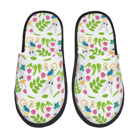 

House Slippers for Women Men - Cartoon Cute Rabbit Tulip Warm Non-slip Mens Womens Slippers Cozy Slip-on House Shoes Bedroom Outdoor Indoor Slippers for Men