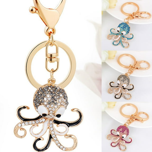 Opvise Lovely Cartoon Octopus Pendant Key Chain Keychain Ring Bag Purse Wallet Decor