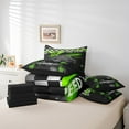 thumbnail image 4 of Erosebridal Racing Car Bedding Sets King Size,Geometric Plaid Bed in a Bag King size,Black Green Bedding King Size,Super Cozy Sport Bedroom Decorative,Reversible,7-Piece, 4 of 6