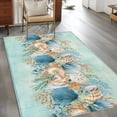 thumbnail image 2 of 3'x5' Rug for Living Room Bedroom, Beach Coastal Teal Washable Area Rugs Non-Slip Carpet Mats, Nautical Shell Starfish Coral Summer Indoor Low Pile Area Rug Runner for Kitchen, Mudroom, 2 of 8