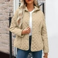 thumbnail image 2 of ZHYou Womens Quilted Jackets,Long Sleeve Button Down Diamond Puffer Jacket,Outerwear Warm Coats with Pockets,Beige,Size:2XL, 2 of 6