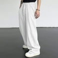 thumbnail image 2 of Dresfit Men's Baggy Sweatpants Uncuffed Wide Leg Joggers Heavyweight Long Drawstring Pants Open Bottom Elastic Waist Loose Y2k Trousers with Pockets White XL, 2 of 9