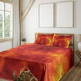 thumbnail image 2 of Ambesonne Orange Fitted & Top Sheet Set with Shams, Heat Design Illustration, Orange and Yellow, 2 of 5