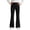 Black, variant on Girls Solid Color Stretchy Elastic Waist 7/8 Flare Pants with Ruffle Hem for Daily Wear 5-16 Years