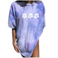 thumbnail image 4 of ibuvkizy Womens Tops Short Sleeve Shirts for Women,Women's Vintage Drop Short Sleeves Printed Pattern Casual Gradient Print Tops Blouse,Plus Size Blouses Shirts,Summer Casual Graphic Tees, 4 of 9