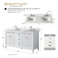 thumbnail image 5 of Vanity Art 60" Bathroom Vanity with Sinks and Engineered Marble Top, Freestanding Storage Cabinet with 2 Drawers, 2 Shelves and 1 Flip Down Tray, 5 of 6