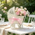 thumbnail image 2 of YingYouFu Mini Wicker Stroller Decoration, Rattan Doll Carriage Woven Candy Basket Centerpiece Decor for Weddings Showers, Decorative Flower Girl Cart, Event Centerpiece Decoration, 2 of 6