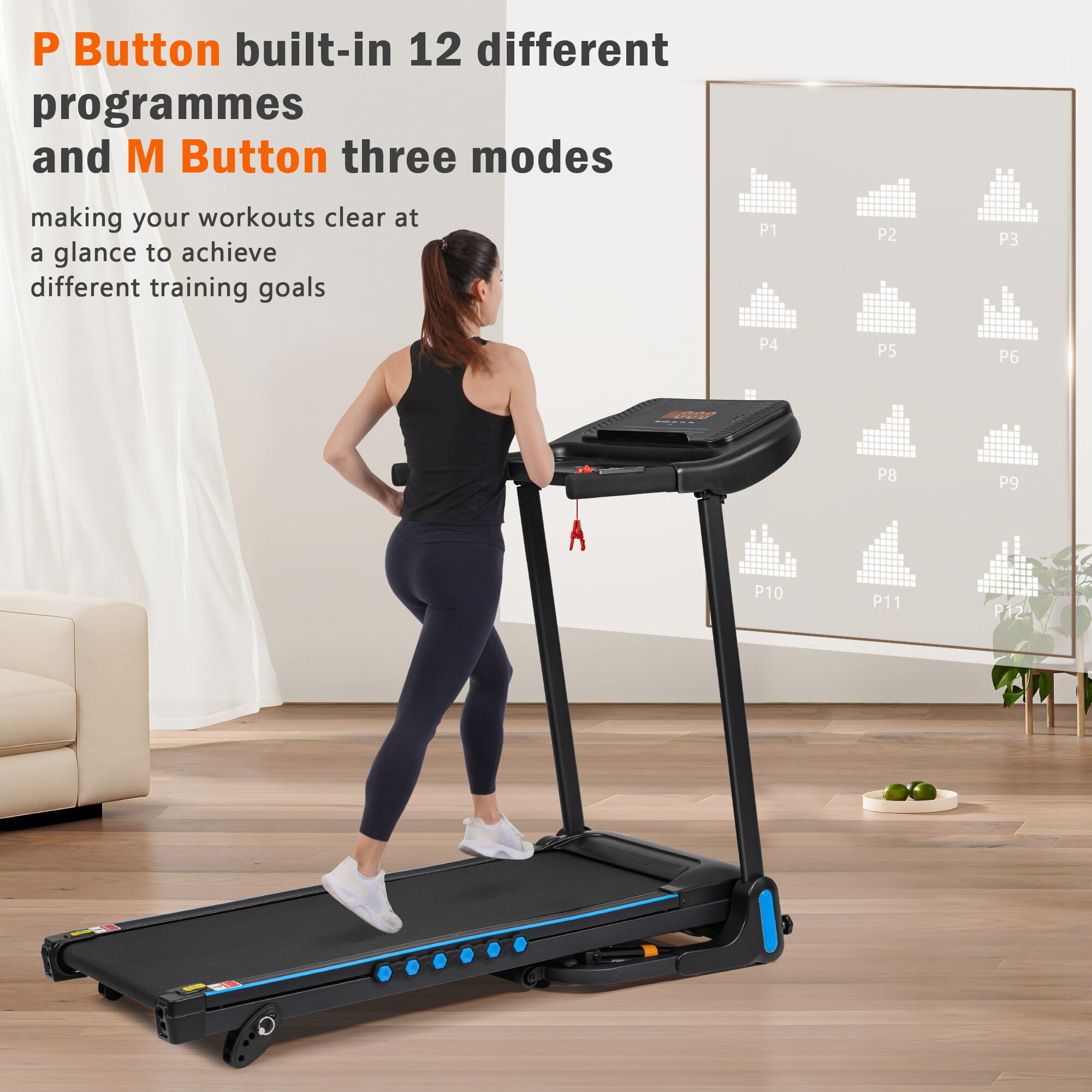 Incline Treadmill for Running & Walking, 3.0 HP Treadmills For Home 350 lbs Weight Capacity Hydraulic System Auto-Folding Treadmill with Type C & USB Charge For Android, 10MPH, Bluetooth Speaker