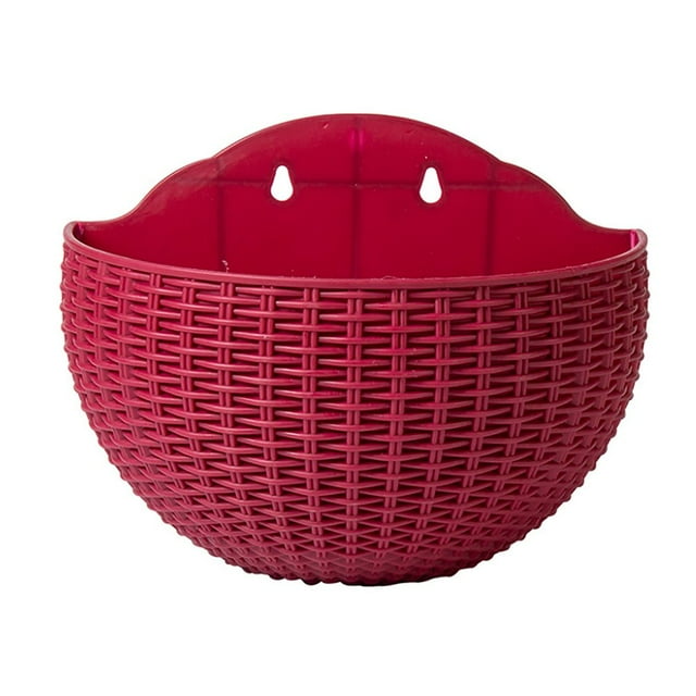 Plant Flower Pot Wall Planter Flowerpot Gift Imitation Rattan Planters Balcony Hanging Indoor Outdoor Semicircular Vase