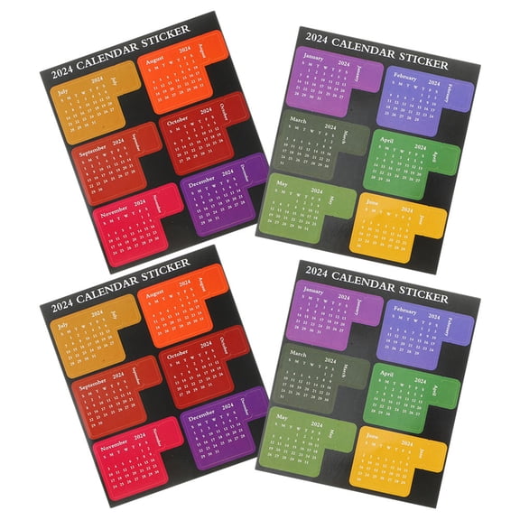 4 Sheets of Colorful Self-Adhesive Calendar Stickers for Notepad, Planner, and Indexing, and Easy to Use