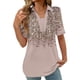 thumbnail image 3 of Tops Cortos para las Mujeres Blusas Impresas Manga Corta Turndown Collar Camiseta, Tops de Blusa para las Mujeres Casual, 3 of 4