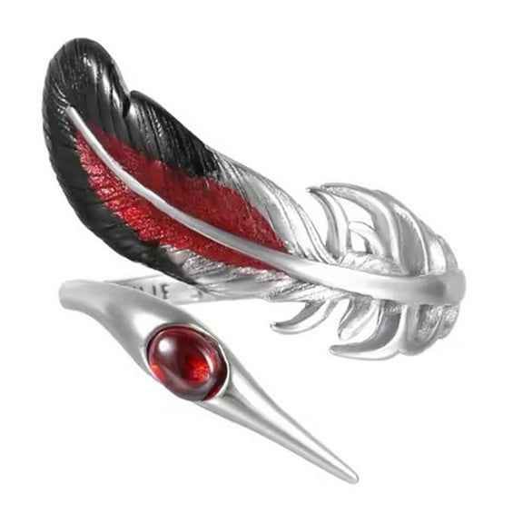 Feathered Inspired Adjustable Finger Rings Silver Tone Copper Jewelry Accessory for Women Men Trendy Unisex Gifts Ideas