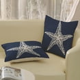 thumbnail image 2 of Navy Blue Coastal Pillow Covers 20x20 Inch 2 Pcs Summer Sea Starfish Decor Throw Pillows Nautical Beach Ocean Themed Outdoor Holiday Decoration Pillowcase Linen Cushion Cover for Couch Sofa, 2 of 6