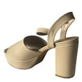 thumbnail image 2 of Bamboo Script-10 Womens Open Toe Chunky Heel Slingback Nubuck Platform Sandals NUDE 9, 2 of 6