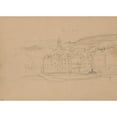 thumbnail image 2 of Myles Birket Foster 14x11 Black Ornate Wood Framed Double Matted Museum Art Print Titled: Topographical View of a Town and Surrounding Country, 2 of 5