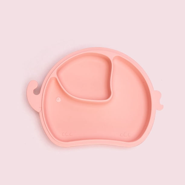 Platos de silicona para bebés divididos - Platos portátiles antideslizantes con ventosa para niños pequeños para bebés y niños Plato de cena para bebés sin BPA, apto para lavavajillas y microondas oso de fresa Hogar