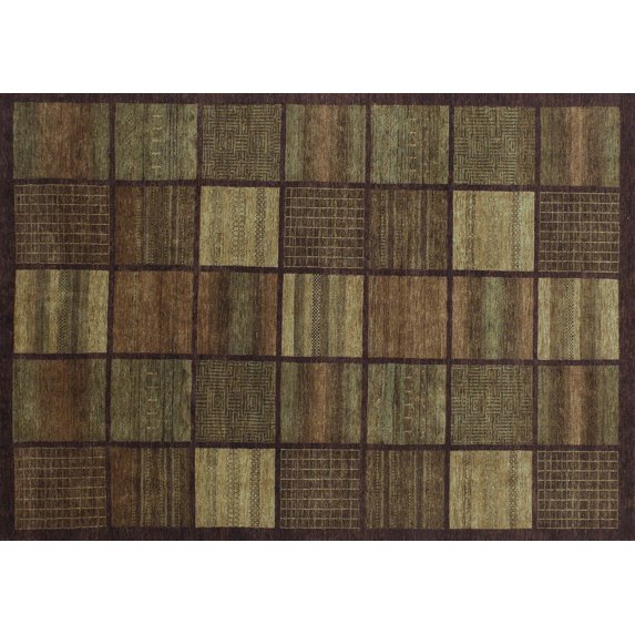 Ahgly Company Indoor Rectangle Checkered Light Blue Modern Area Rugs, 8' x 12'
