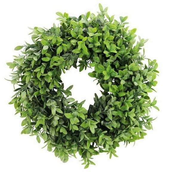 Artificial 18 in. Frosted English Boxwood Wreath - Green