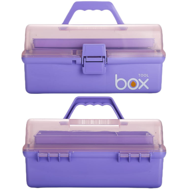 Sunxenze 12 Three-Layer Clear Plastic Storage Box/Tool Box/Sewing Box Organizer, Multipurpose Organizer and Portable Handled Storage Case for Art