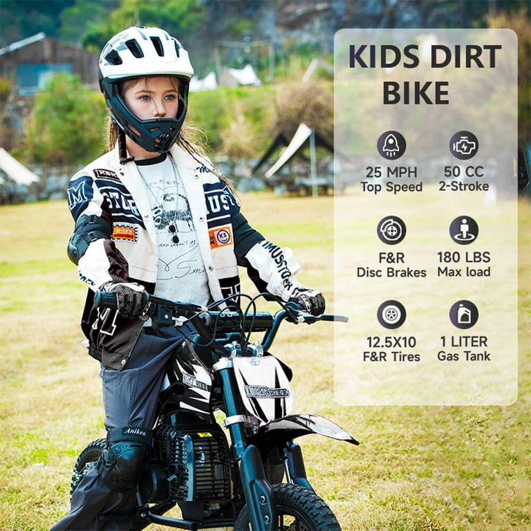 TOXOZERS Dirt Bike50cc 2-stroke Gas Mini Bike for Kids 8-14,With