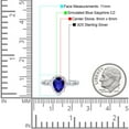 thumbnail image 4 of Halo Pear Teardrop Ring Blue Sapphire CZ 925 Sterling Silver Size 9, 4 of 6