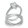 thumbnail image 5 of Sterling Silver White Pear Shape CZ Wedding Engagement Ring Set for Women Size 7, 5 of 6