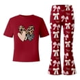thumbnail image 6 of Gaexia Toddler Girl Lounge Set,Valentine's Day Girls Outfit Cute Bow Heart Print Short Sleeve Top With Flare Leg Pants Toddler Two Piece Matching Fashion Clothes,7-8 Years, 6 of 6