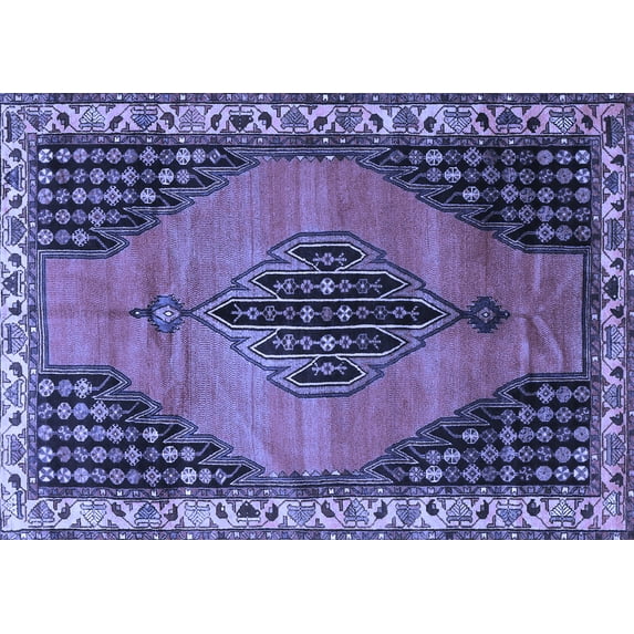 Ahgly Company Indoor Rectangle Medallion Blue Traditional Area Rugs, 2' x 4'
