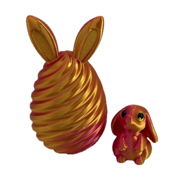 TanSiDing Easter Basket Stuffers Bunny Egg Set with Surprise Mini Bunny Inside, 3D Printed Toys, Home Office Desk Decor, Easter Decorations Gifts