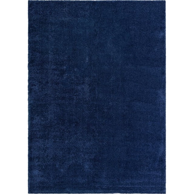 Unique Loom Solo Solid Plush Kids Modern Rug 10' x 14' 1 Rectangle Navy Blue