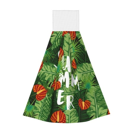 

Lukts Palm Leaves And Tropical Flowers for Coral Fleece Velcro Towel Suitable for Bathroom Kitchen Hanging Absorbent Towel Household Items