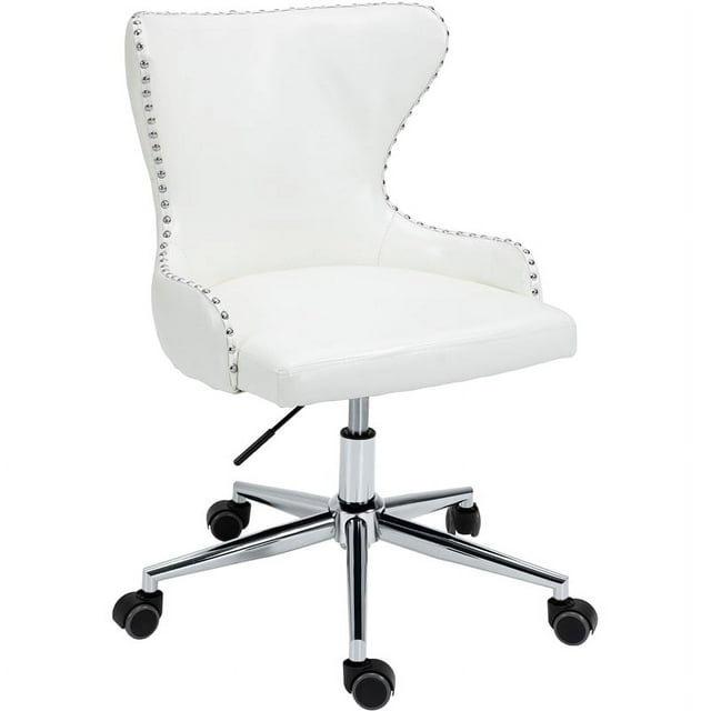 Meridian Furniture Chaise de Bureau Pivotante Réglable en Similicuir Blanc