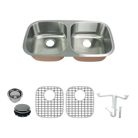 Transolid K-Cude32185 Classic 32-3/8" Undermount Double Basin Stainless Steel Kitchen Sink
