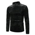 thumbnail image 2 of zbxnLI Men's Velvet Long Sleeve Shirts Mock Neck Velour Classic T-Shirts Vintage Party Club Tops for Men, 2 of 7