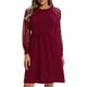 thumbnail image 3 of Vestido corto cuello redondo encaje empalme moda elegante mujer vestido casual para cumpleaños vino rojo XXL, 3 of 5