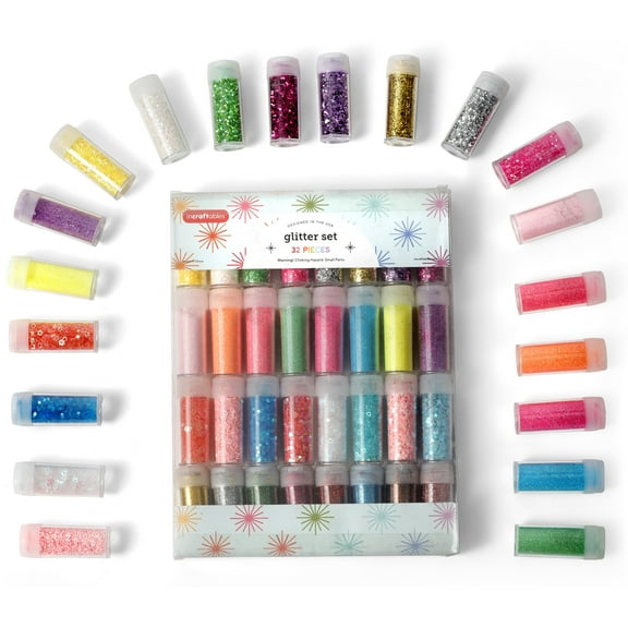 Incraftables Glitter for Crafts 32pcs. Extra Fine Chunky Glitter for Resin, Slime & Candle Making, Multicolor